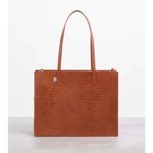 BEIS The Work Tote in Cognac Croc